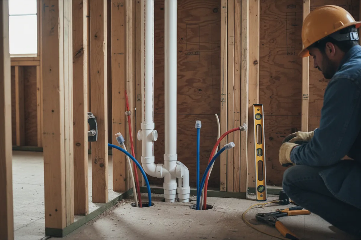 Drain and supply rough-in during Leak Detection in Pekin