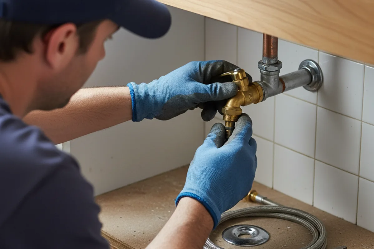 Shutoff valve and fitting work during Burst Pipe Repair in Pekin
